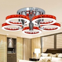 Lampadario moderno in acrilico rosso con 5 luci (finitura cromata)
