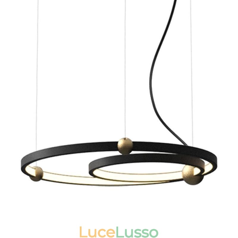 Lampada a sospensione Circle nera 2 anelli