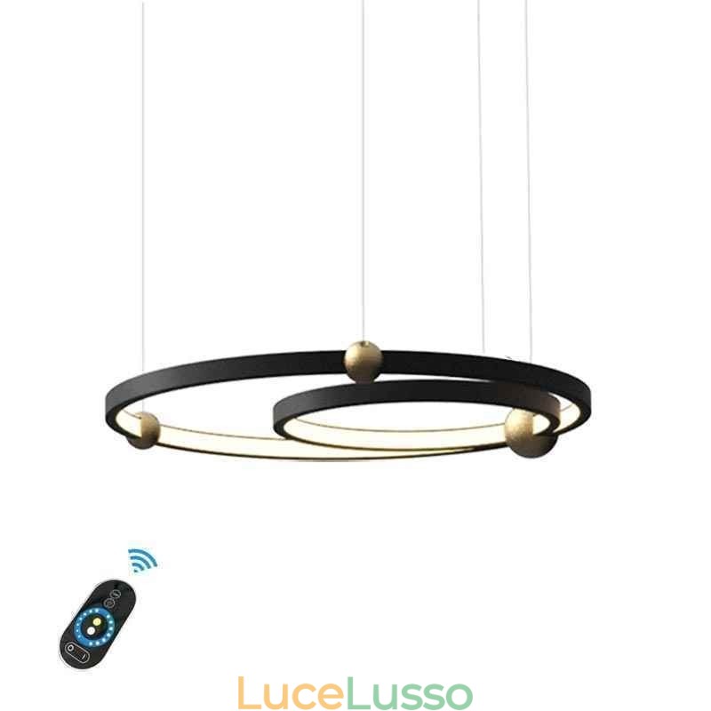 Lampada a sospensione Circle nera 2 anelli