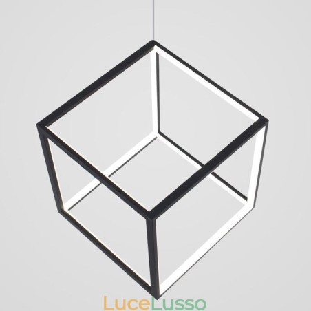 Lampada a sospensione nera Cubo geometrico Illuminazione LBY18069 Lampada a sospensione nera Cubo geometrico Illuminazione LBY18069