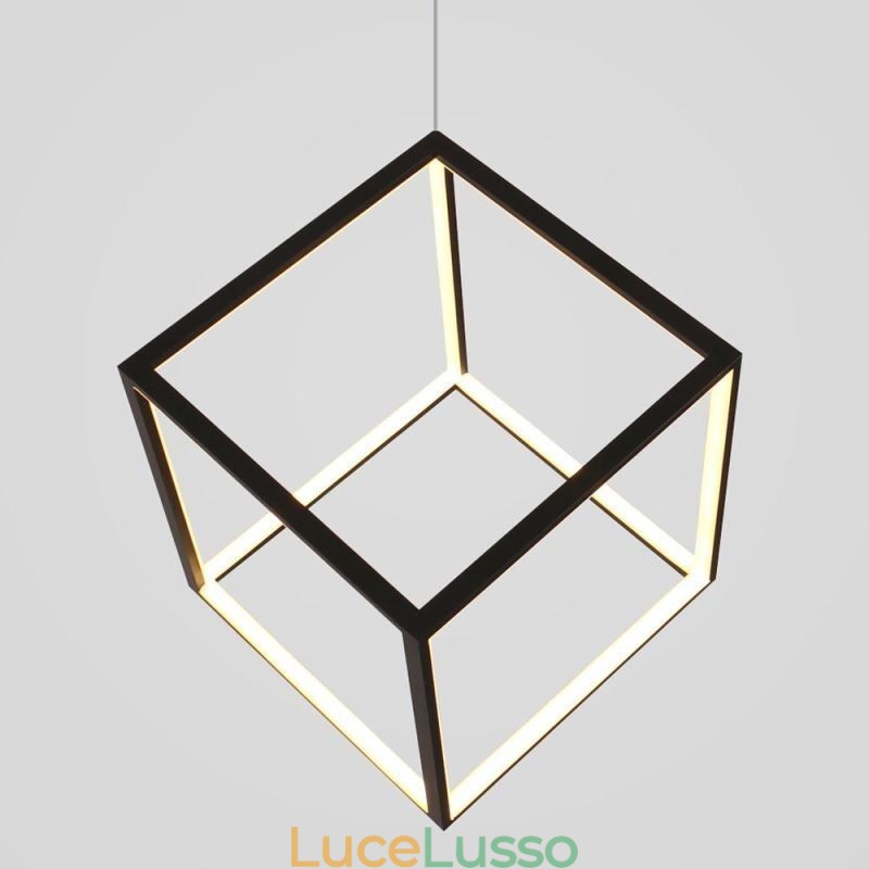 Lampada a sospensione nera Cubo geometrico Illuminazione LBY18069
