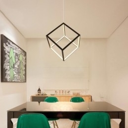 Lampada a sospensione nera Cubo geometrico Illuminazione LBY18069