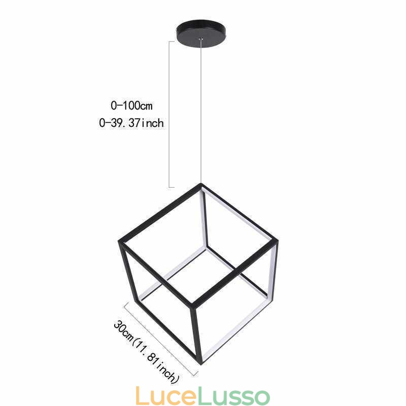 Lampada a sospensione nera Cubo geometrico Illuminazione LBY18069