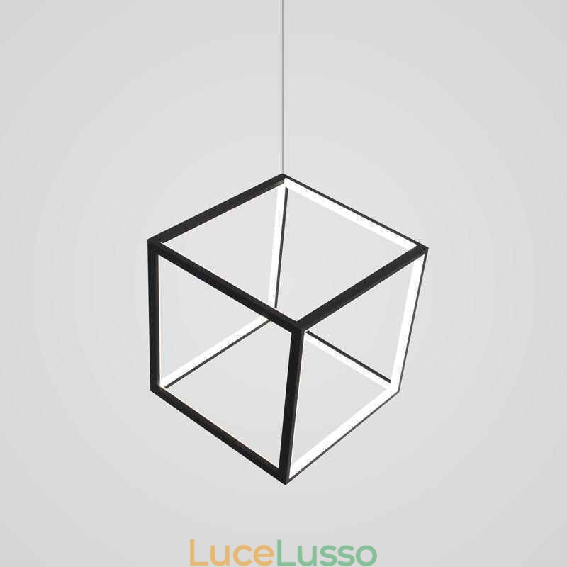 Lampada a sospensione nera Cubo geometrico Illuminazione LBY18069