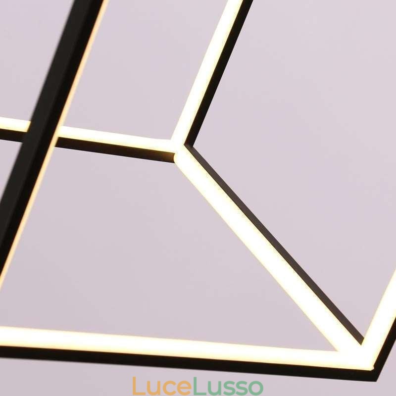 Lampada a sospensione nera Cubo geometrico Illuminazione LBY18069