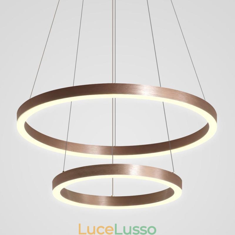 Lampada a sospensione Disegno Artigianato 2 Anelli Lampada 60+40cm