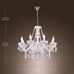 Lampadario Cristallo Bianco Moderno Soggiorno 8 Luci