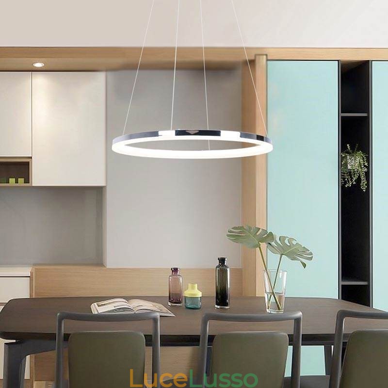 Lampada a sospensione moderna in acrilico circolare da 40 cm