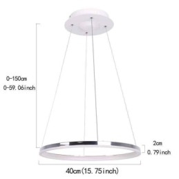 Lampada a sospensione moderna in acrilico circolare da 40 cm