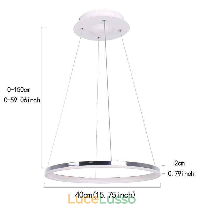 Lampada a sospensione moderna in acrilico circolare da 40 cm