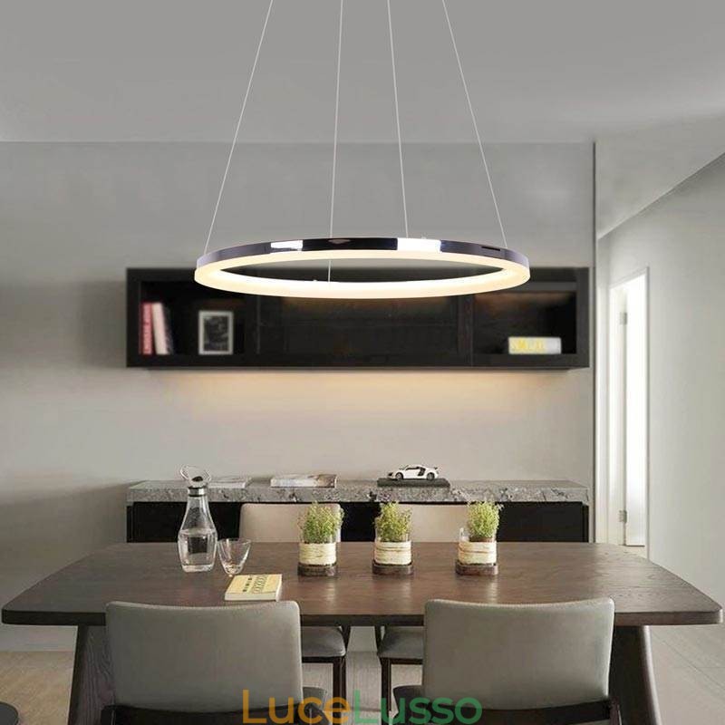 Lampada a sospensione moderna in acrilico circolare da 40 cm