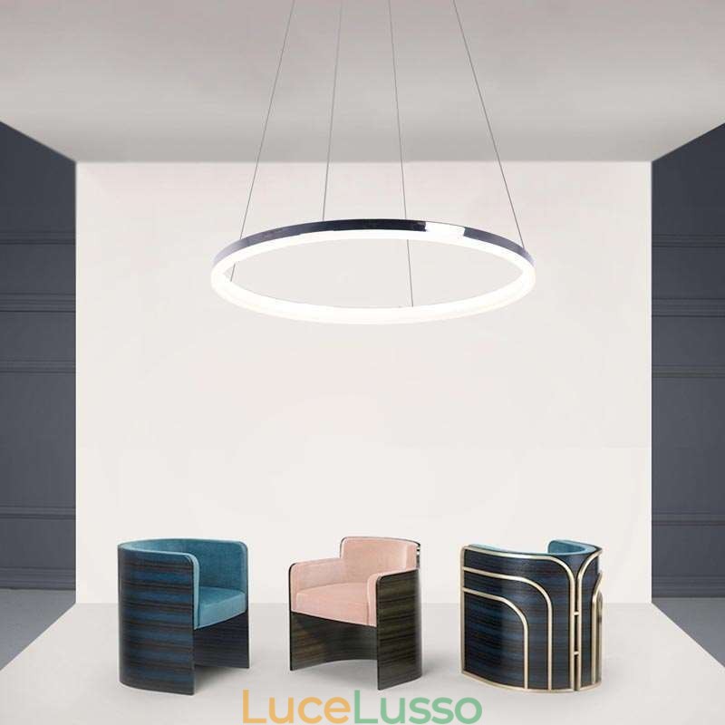 Lampada a sospensione moderna in acrilico circolare da 40 cm