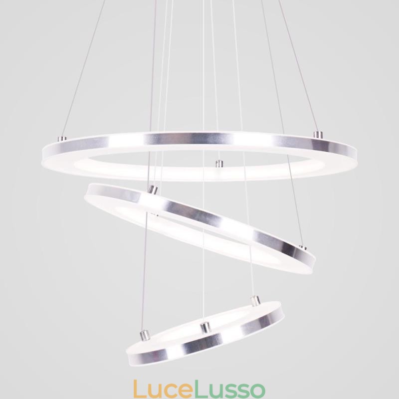 Lampada a sospensione moderna in acrilico con 3 anelli, 40+30+20cm