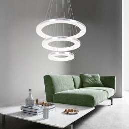 Lampada a sospensione moderna in acrilico con 3 anelli, 40+30+20cm