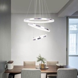 Lampada a sospensione moderna in acrilico con 3 anelli, 40+30+20cm