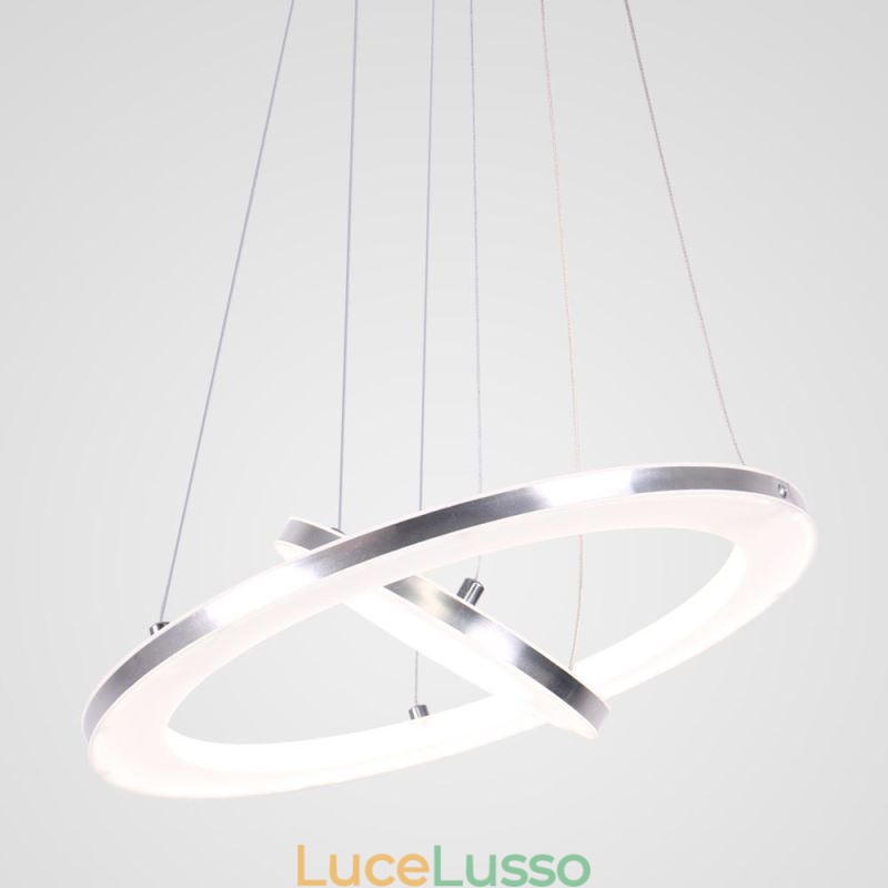 Lampada a sospensione moderna in acrilico 2 anelli lampada 40+20cm