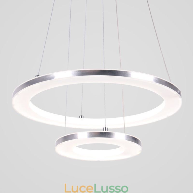 Lampada a sospensione moderna in acrilico 2 anelli lampada 40+20cm