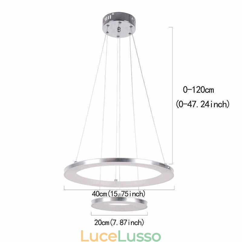 Lampada a sospensione moderna in acrilico 2 anelli lampada 40+20cm