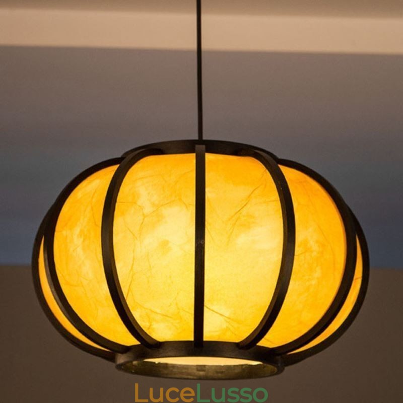 Lampada a sospensione creativa in bambù giapponese Lampada a sospensione moderna e semplice Lampada rotonda da sala da tè