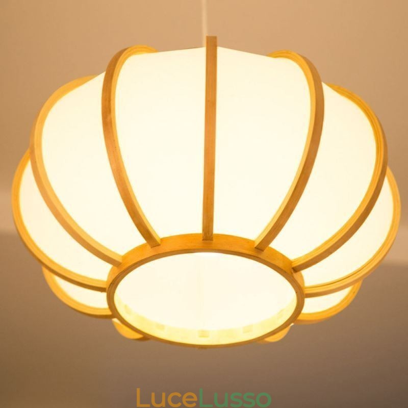 Lampada a sospensione creativa in bambù giapponese Lampada a sospensione moderna e semplice Lampada rotonda da sala da tè