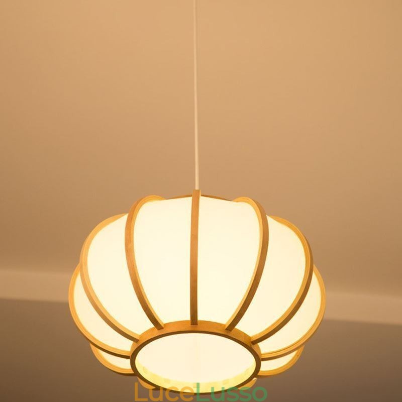 Lampada a sospensione creativa in bambù giapponese Lampada a sospensione moderna e semplice Lampada rotonda da sala da tè