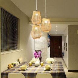 Lampada a sospensione a gabbia cava Moderna illuminazione a sospensione in bambù