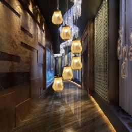 Lampada a sospensione a gabbia cava Moderna illuminazione a sospensione in bambù