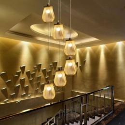Lampada a sospensione a gabbia cava Moderna illuminazione a sospensione in bambù