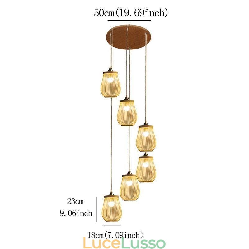 Lampada a sospensione a gabbia cava Moderna illuminazione a sospensione in bambù