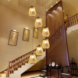 Lampada a sospensione a gabbia cava Moderna illuminazione a sospensione in bambù