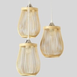 Lampada a sospensione a gabbia cava Moderna illuminazione a sospensione in bambù