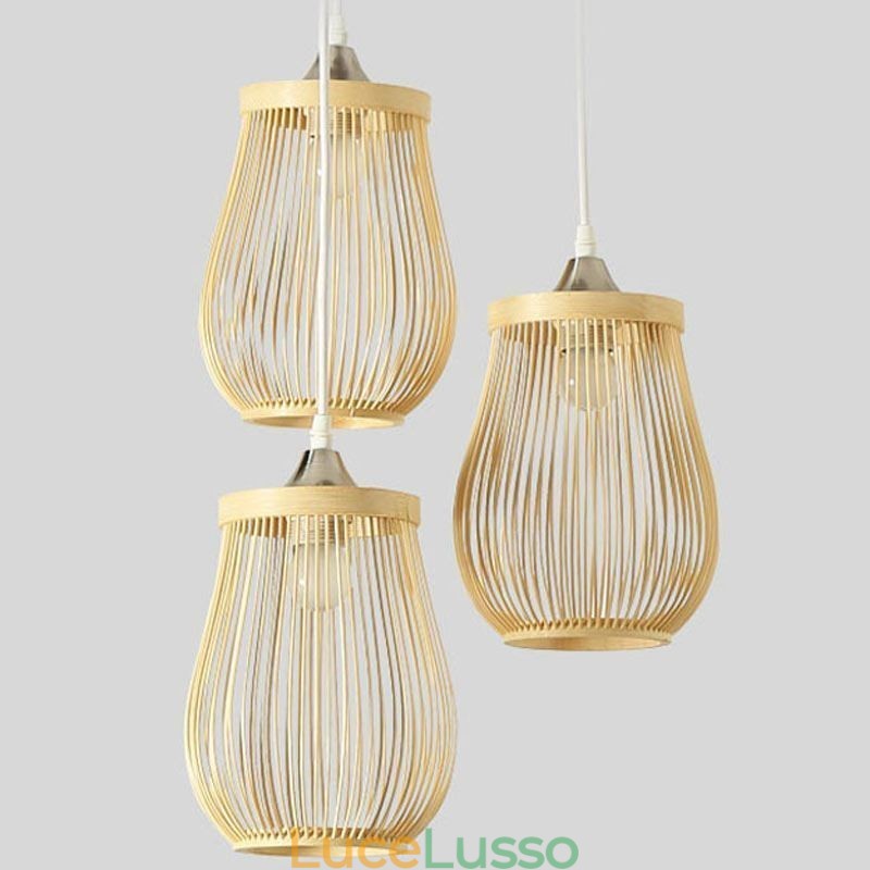 Lampada a sospensione a gabbia cava Moderna illuminazione a sospensione in bambù