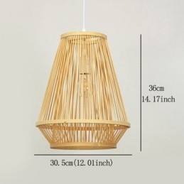 Lampada a sospensione da comodino in bambù intrecciato