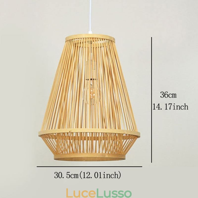 Lampada a sospensione da comodino in bambù intrecciato