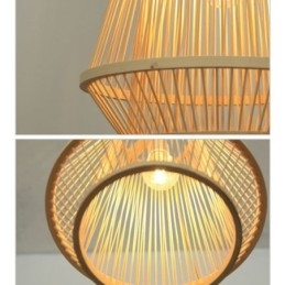 Lampada a sospensione da comodino in bambù intrecciato