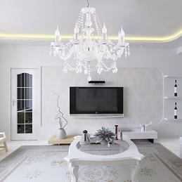 Lampadario Cristallo Bianco Moderno Soggiorno 8 Luci