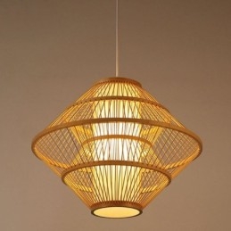 Lampada a sospensione in bambù con design giroscopico