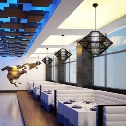 Lampada a sospensione in bambù con design giroscopico