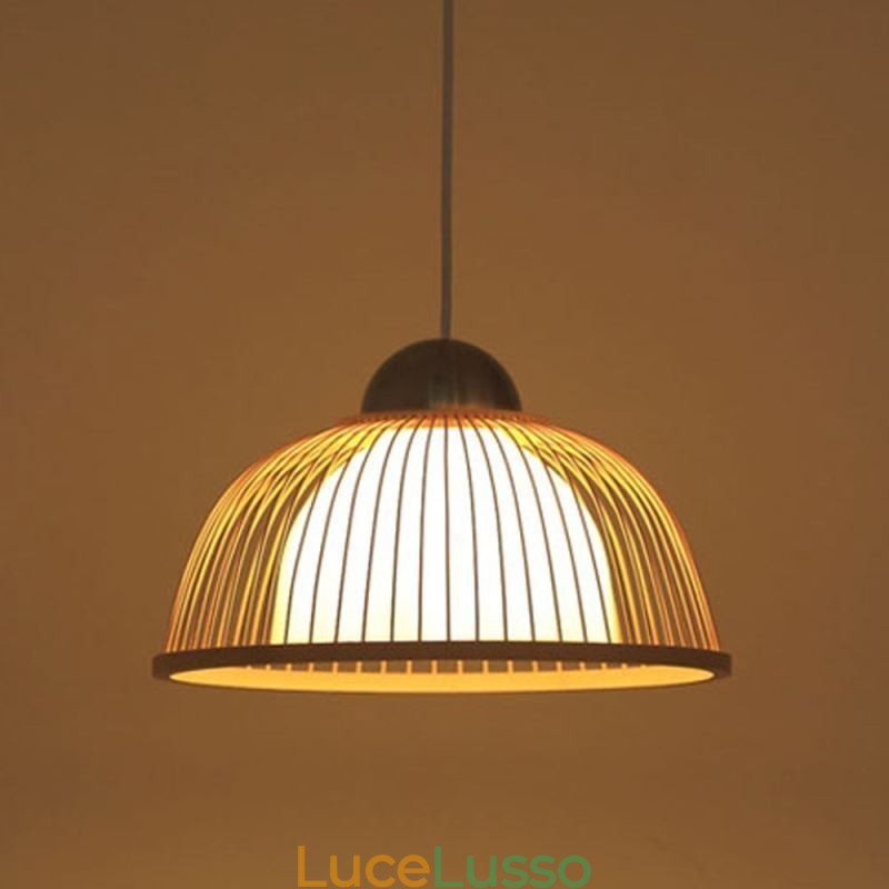 Moderna semplice lampada a sospensione rivolta verso il basso speciale lampada a sospensione in bambù illuminazione da comodino