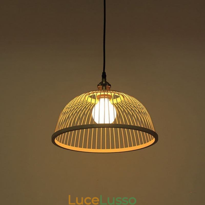 Moderna semplice lampada a sospensione rivolta verso il basso speciale lampada a sospensione in bambù illuminazione da comodino