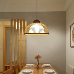 Moderna semplice lampada a sospensione rivolta verso il basso speciale lampada a sospensione in bambù illuminazione da comodino