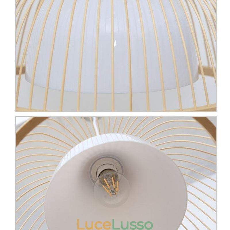 Moderna semplice lampada a sospensione rivolta verso il basso speciale lampada a sospensione in bambù illuminazione da comodino