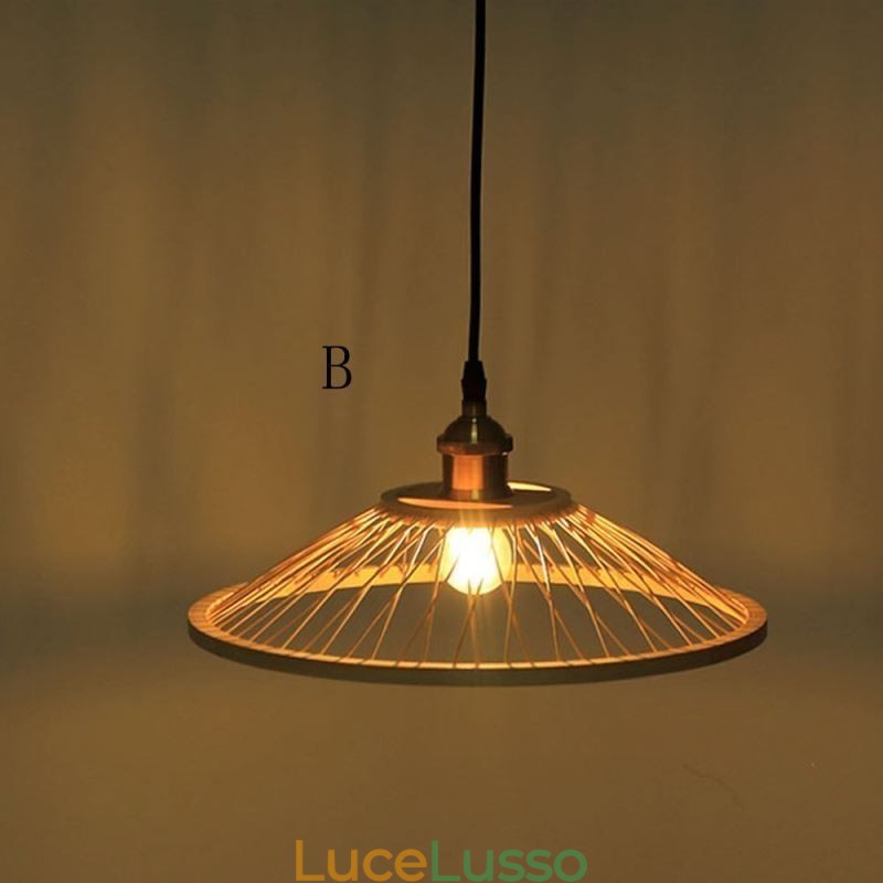 Lampada a sospensione a cupola in bambù Lampada a sospensione intrecciata a mano