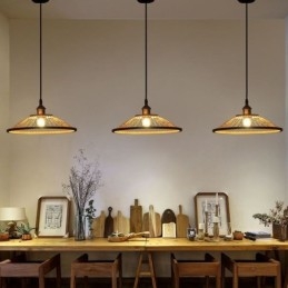 Lampada a sospensione a cupola in bambù Lampada a sospensione intrecciata a mano