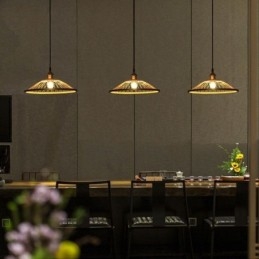 Lampada a sospensione a cupola in bambù Lampada a sospensione intrecciata a mano