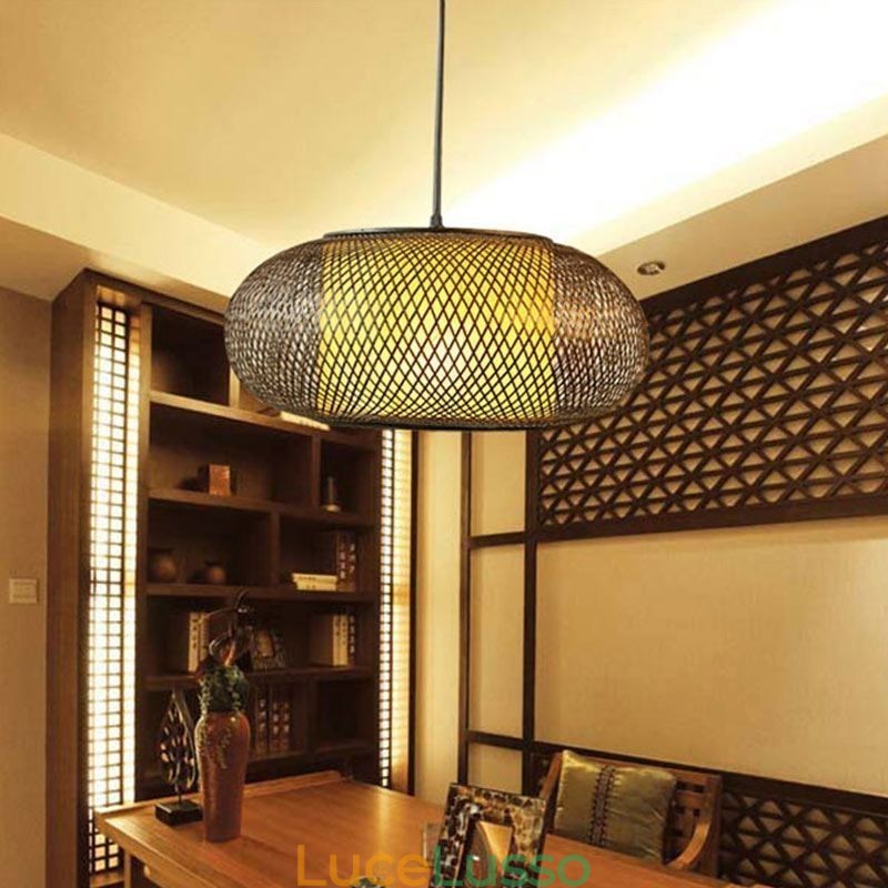 Lampada a sospensione decorativa in bambù Comfort visivo