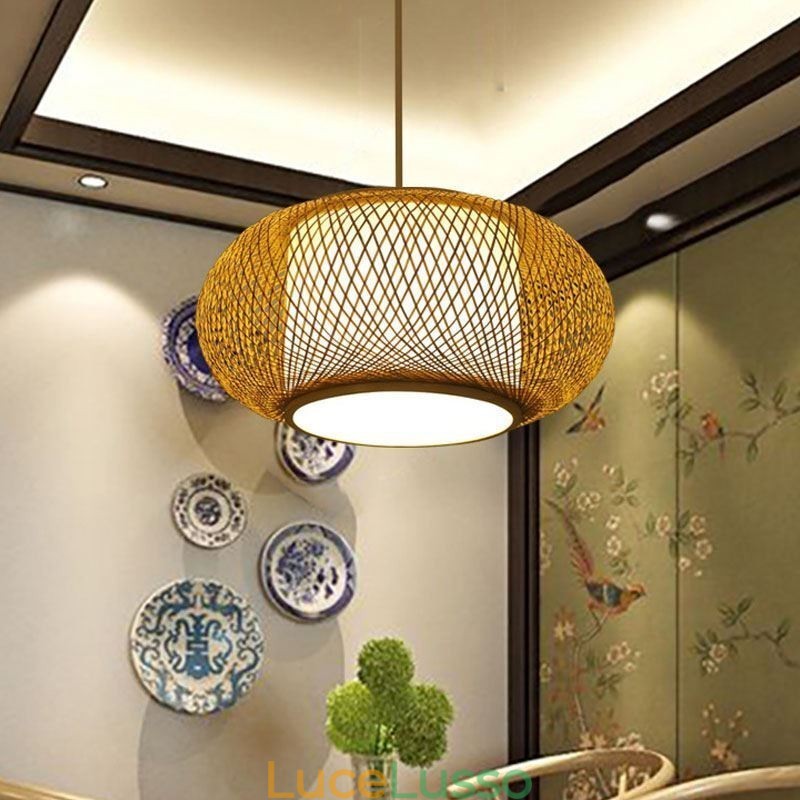 Lampada a sospensione decorativa in bambù Comfort visivo