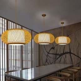 Lampada a sospensione decorativa in bambù Comfort visivo
