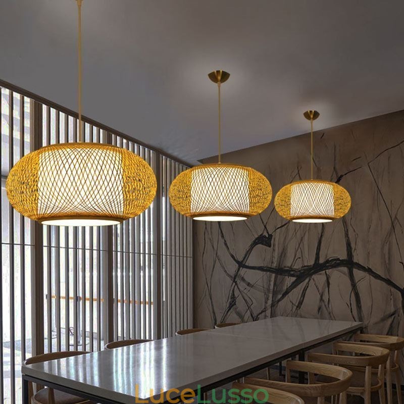 Lampada a sospensione decorativa in bambù Comfort visivo