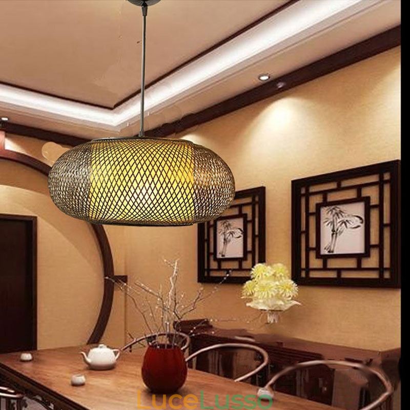 Lampada a sospensione decorativa in bambù Comfort visivo